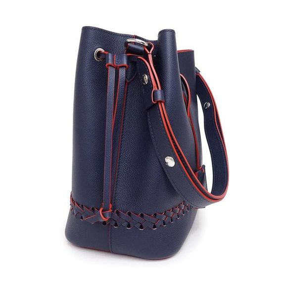 LockMe Bucket  Grain Calf Leather Diagonal Marine Rouge Navy - Picture 4 of 11